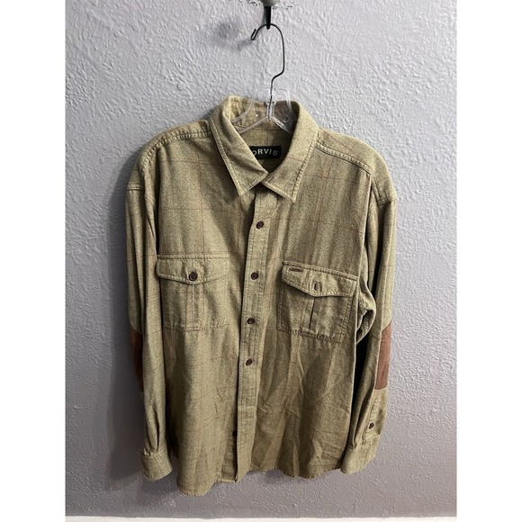 Orvis Other - Orvis  Long Sleeve Shirt Green Window Pane Suede Elbow Men Size Large